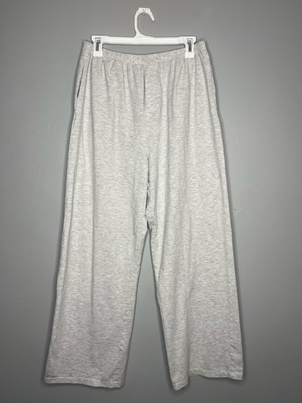 Adanola Light Gray Heathered Straight Leg Pull On Sweatpants Thin Cotton Comfort